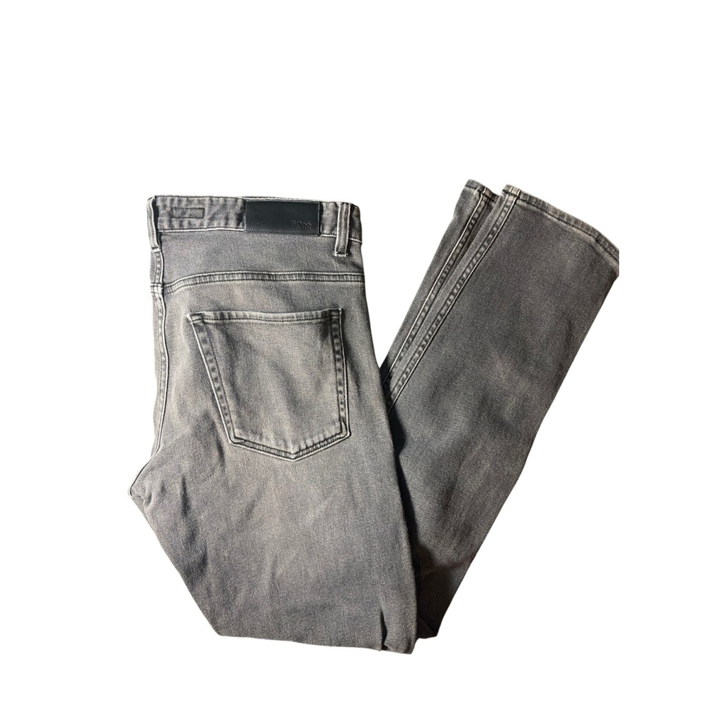 BOSS Hugo Boss Jeans Mens 34/30 Grey Stretch Slim Straight Denim Pants